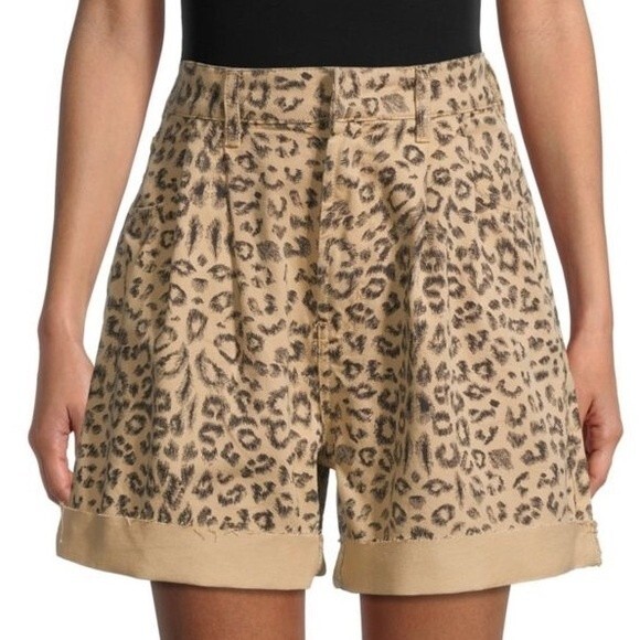 NWT Free People Printed Dogtown High Waist Shorts Cheetah Black Tan Size 29 NEW - Picture 5 of 16
